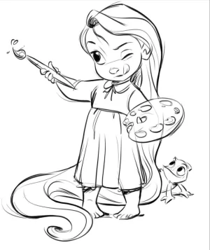 dibujo tierno de princesa de disney dibujando