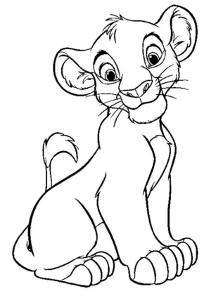 simba sonriendo dibujo para colorear