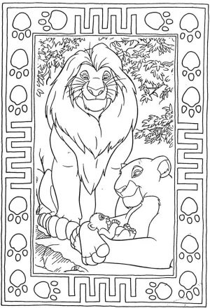 la familia del rey leon dibujo para colorear