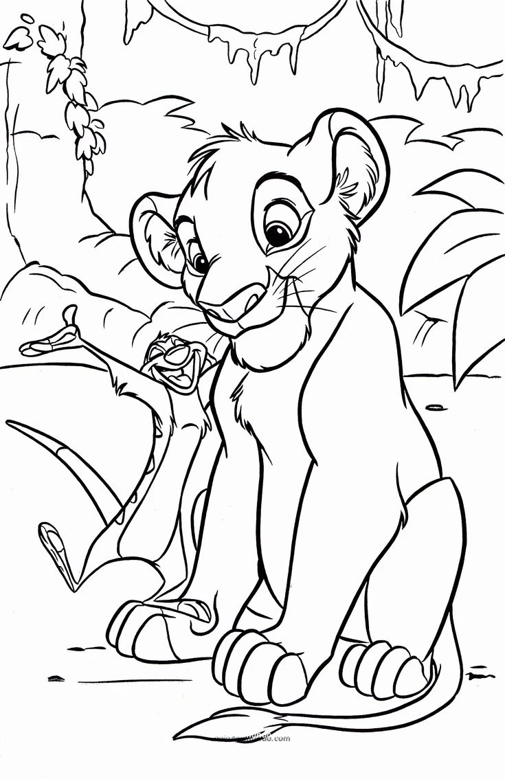 Dibujo para colorear: timon y simba cantando