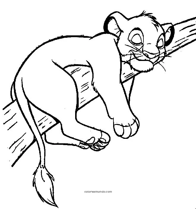 Dibujo para colorear: simba descanzando y durmiendo