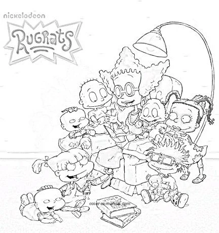 Dibujo para colorear: todos los personajes principales de rugrats