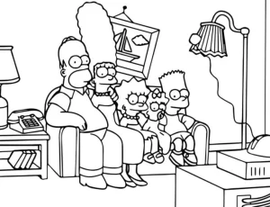 familia simpson viendo la television en el sofa