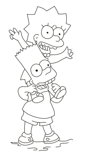 lisa y bart dibujo para colorear de los simpson