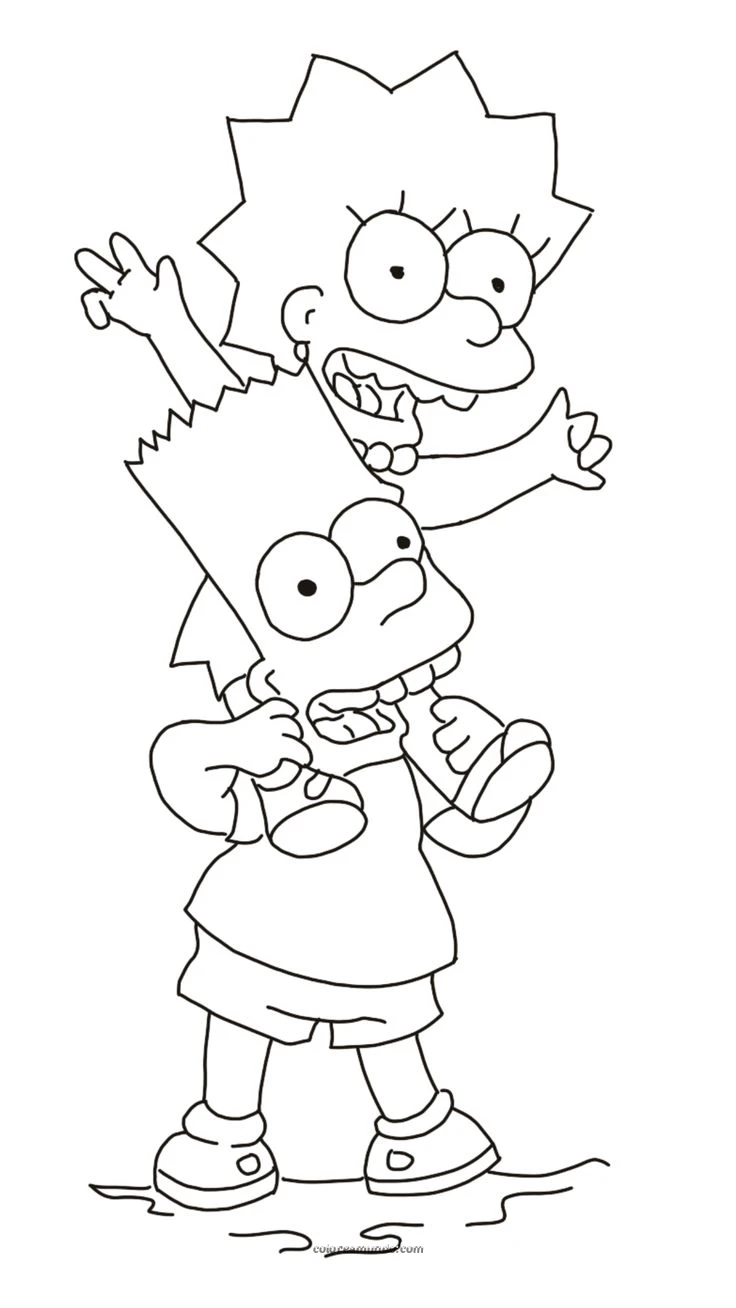 Dibujo para colorear: lisa y bart dibujo para colorear de los simpson