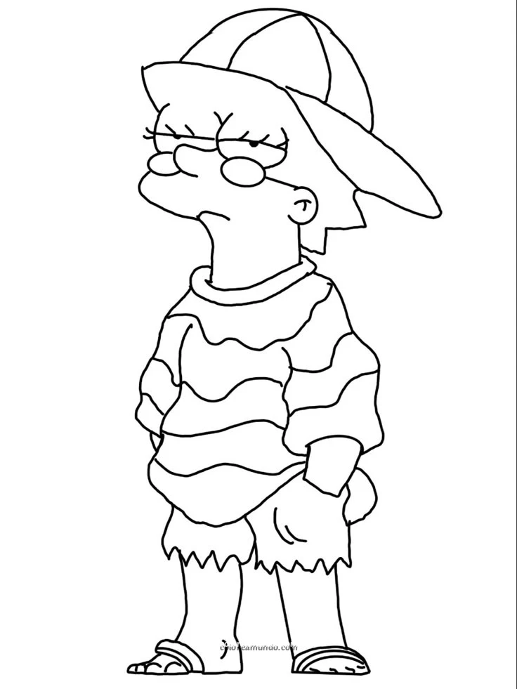 Dibujo para colorear: lisa simpson con gorra