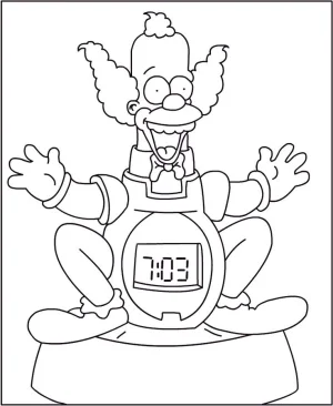 reloj de krusty el payaso dibujo para colorear