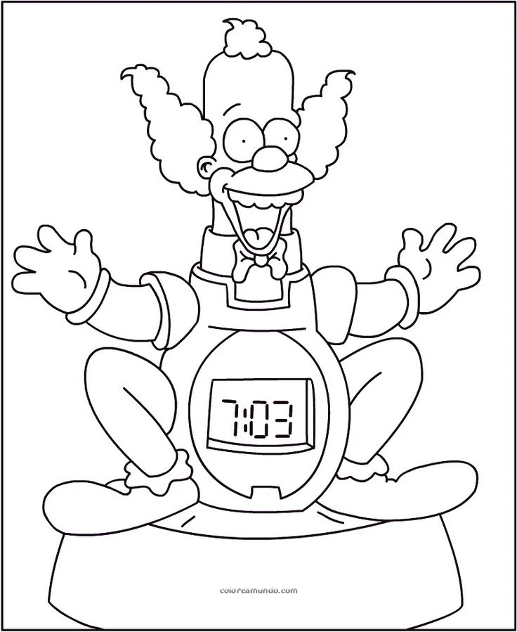 Dibujo para colorear: reloj de krusty el payaso dibujo para colorear