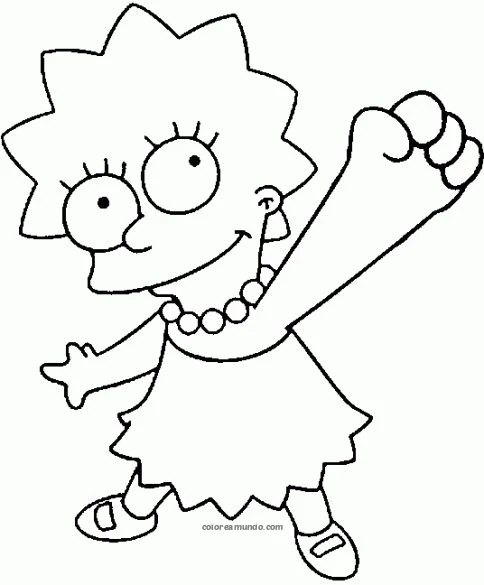 Dibujo para colorear: lisa simpson chocandola con la mano