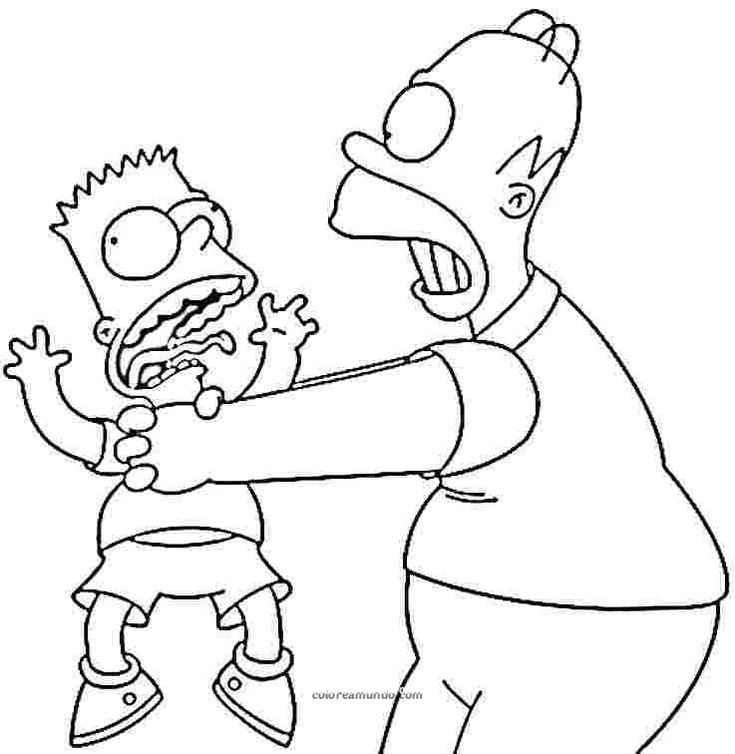 Dibujo para colorear: homero y bart dibujo para ser impreso