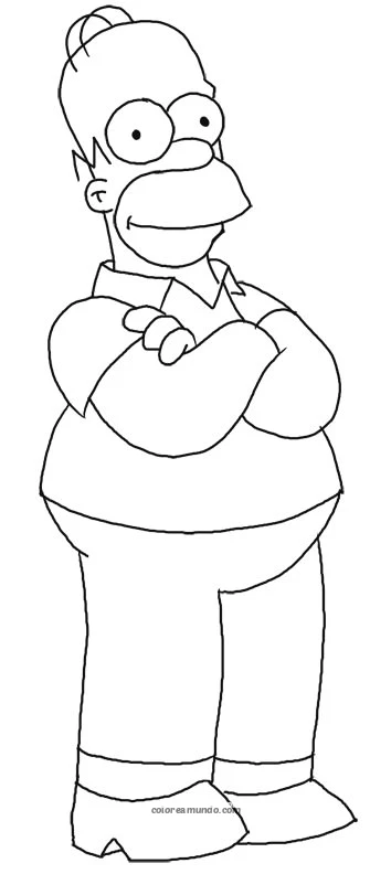 Dibujo para colorear: homero simpson sonriendo y posando