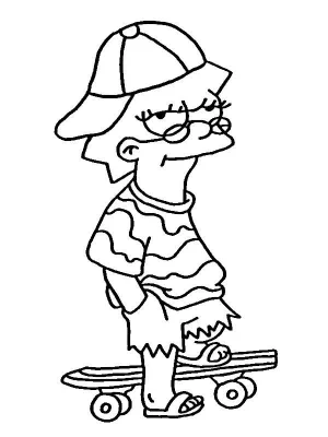 lisa simpson con gorra y lentes