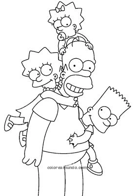 Dibujo para colorear: familia de los simpson
