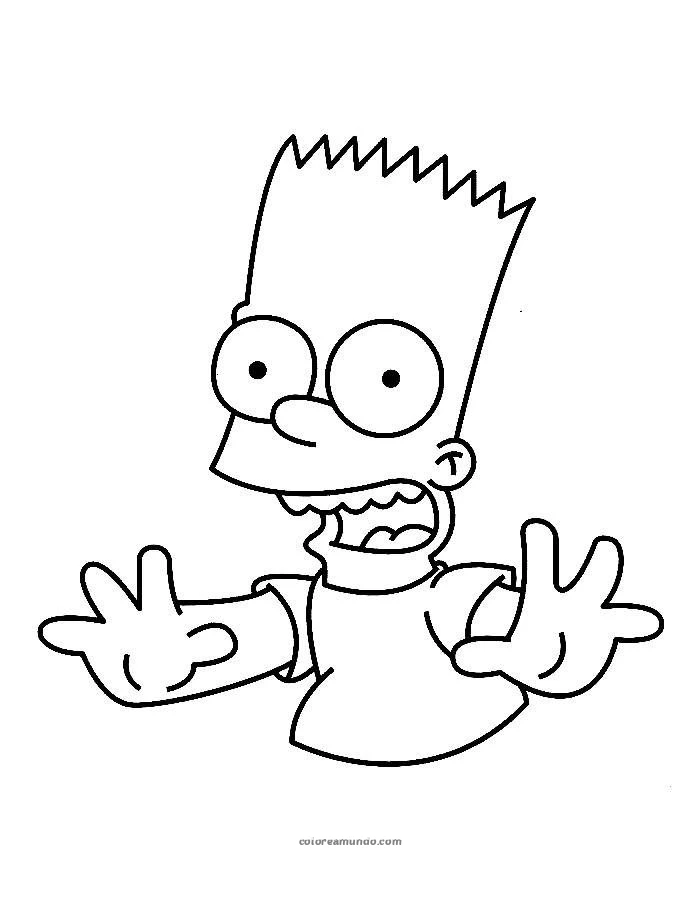 Dibujo para colorear: bart simpson corriendo asustado