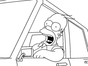 homero conduciendo asustado gritando