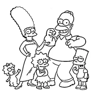 familia simpson felices dibujo para colorear
