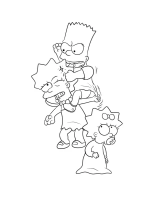 hermanos simpson peleandose dibujo para colorear