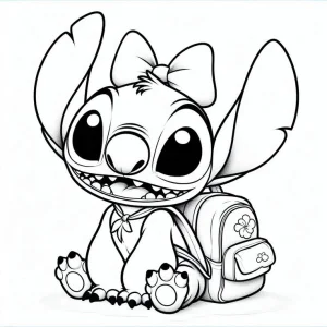 stich con mono y mochila version tierna