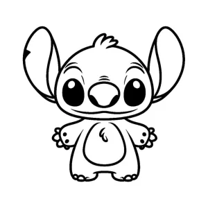 Stich version tierna para impresion y colorear