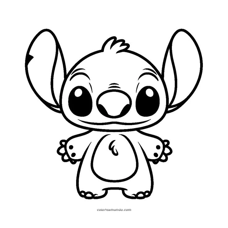 Dibujo para colorear: Stich version tierna para impresion y colorear