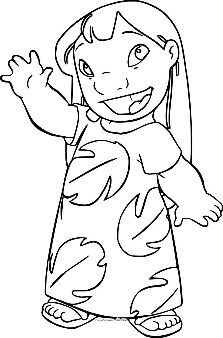 Dibujo para colorear: lilo saludando felizmente