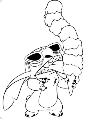 Stich comiendoe un cono de helado demasiado grande