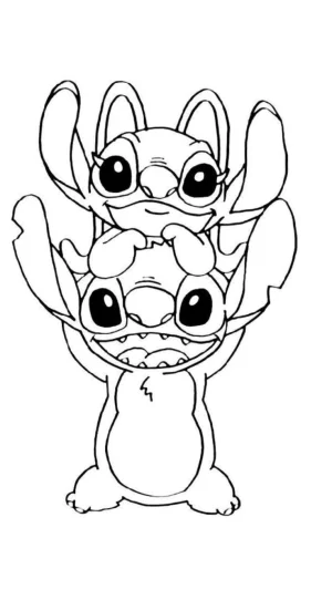 stich con su novia felices dibujo para colorear