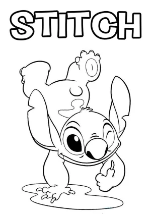 Stich manteniendo el equilibrio en una sola mano