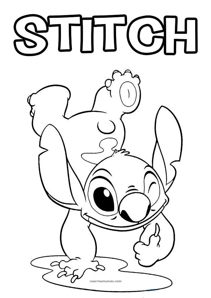 Dibujo para colorear: Stich manteniendo el equilibrio en una sola mano