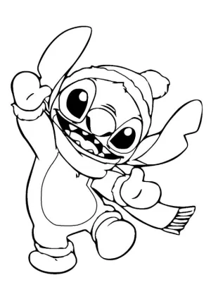 stich abrigado por que hace mucho frio dibujo para colorear