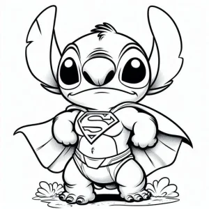 stich con capa de superheroue de superman
