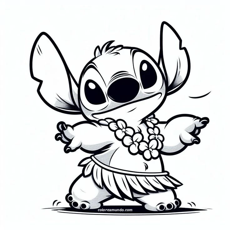 Dibujo para colorear: stich bailando hawuanano dibujo para impresion
