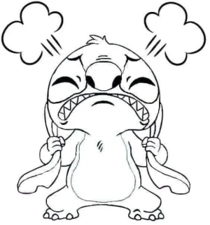 stich enfurecido y frustrado version para colorear