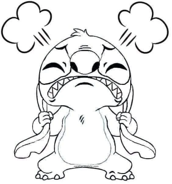 Dibujo para colorear: stich enfurecido y frustrado version para colorear