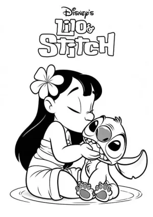 lilo besando tiernamiente a stich