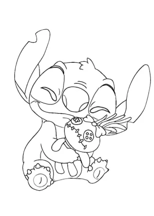 Stich abrazando un peluche