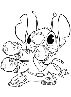 stich con unas pistolas de rayo laser galactico dibujo para colorear