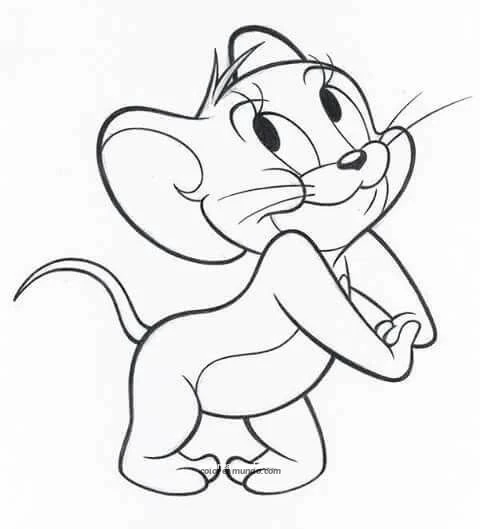 Dibujo para colorear: jerry posando con cara tierna dibujo para impresion