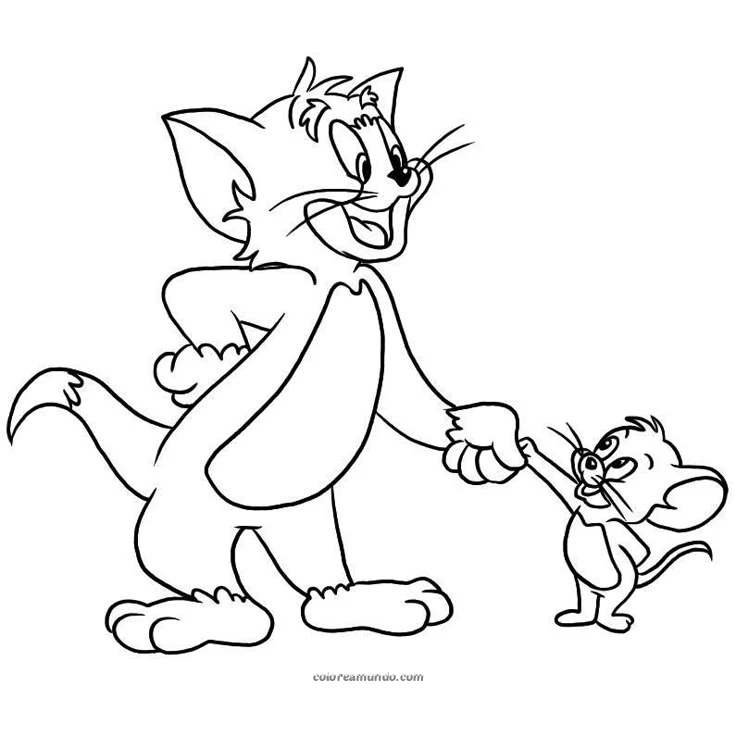 Dibujo para colorear: tommy haciendo las pases con jerry siendo amigos