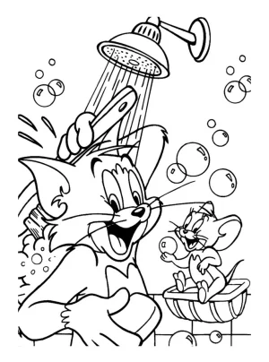 tommy y jerry banandose dibujo para colorear