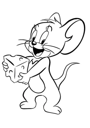 jerry con un pedazo de queso feliz