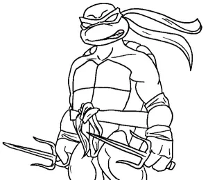 tortuga ninja en pose de ataque