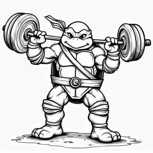 tortuja ninja haciendo ejercicio con unas pesas