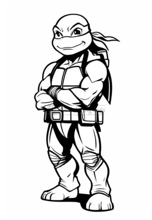 tortuja ninja version minimalista posando dibujo para colorear