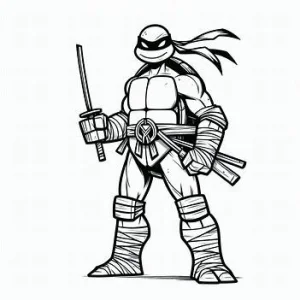 tortuja ninja con katanas sonriendo para impresion