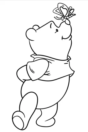 winnie the pooh con una mariposa en la nariz