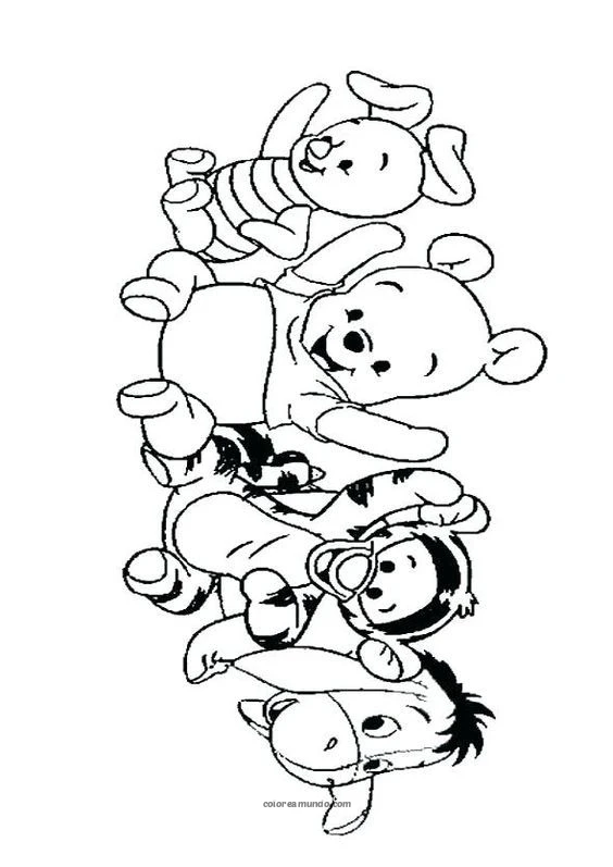Dibujo para colorear: version chibi y tierna de winnie igor piglet