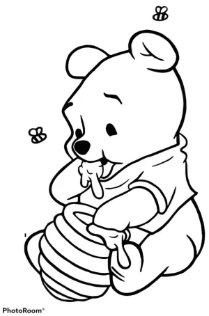 winnie the pook comiendo miel de su tarro