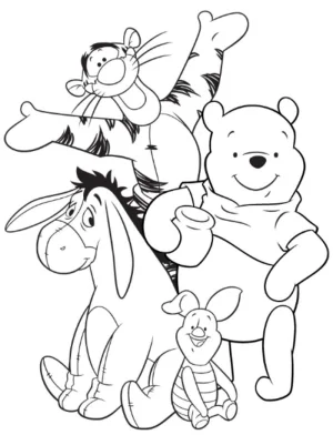 los amigos de winnie the pooh dibujo sencillo para colorear