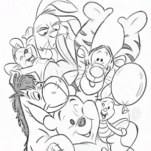 whinnie the pooh y sus amigos en una fiesta
